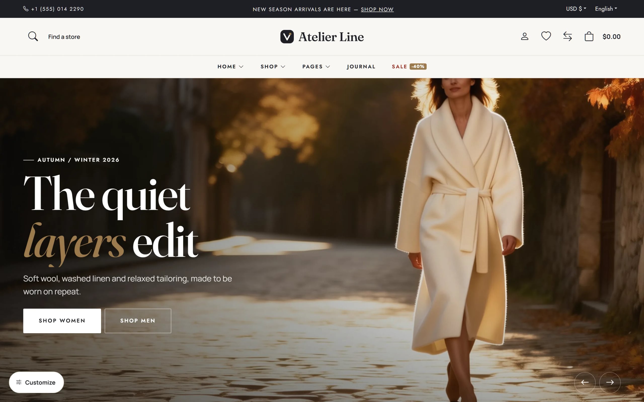 Vendra shop home page with hero, categories and product grid